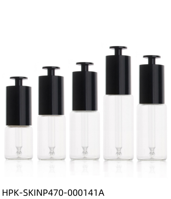 Glass Bottle with Black T-shaped Push-button Pipette Cap